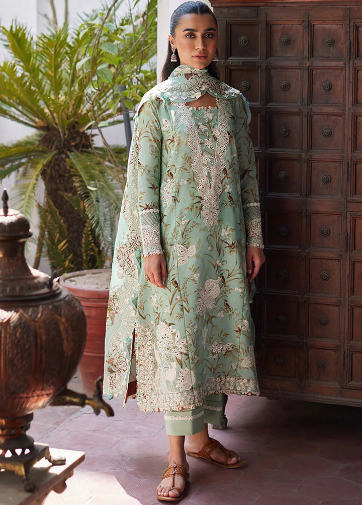 Zaha Embroidered Lawn Suit Unstitched 3 Piece ZL24F D-04 Mehr - Festive Collection