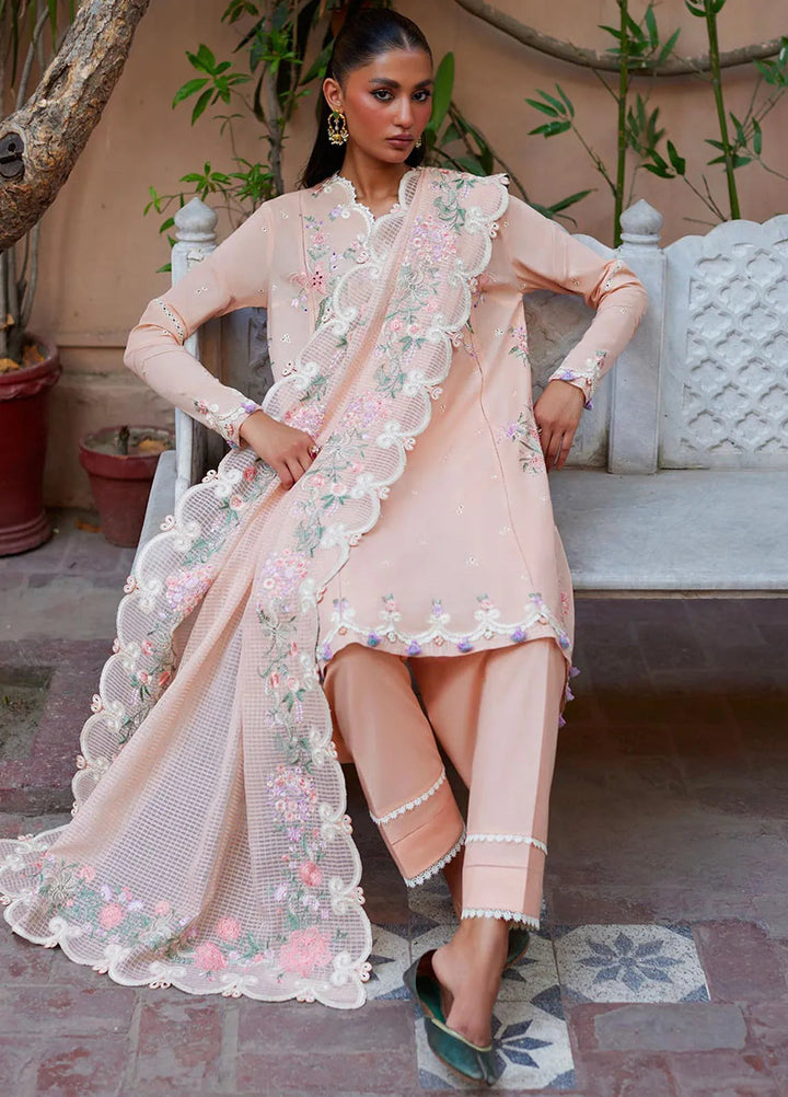 Zaha Embroidered Lawn Suit Unstitched 3 Piece ZL24F D-06 Shams - Festive Collection