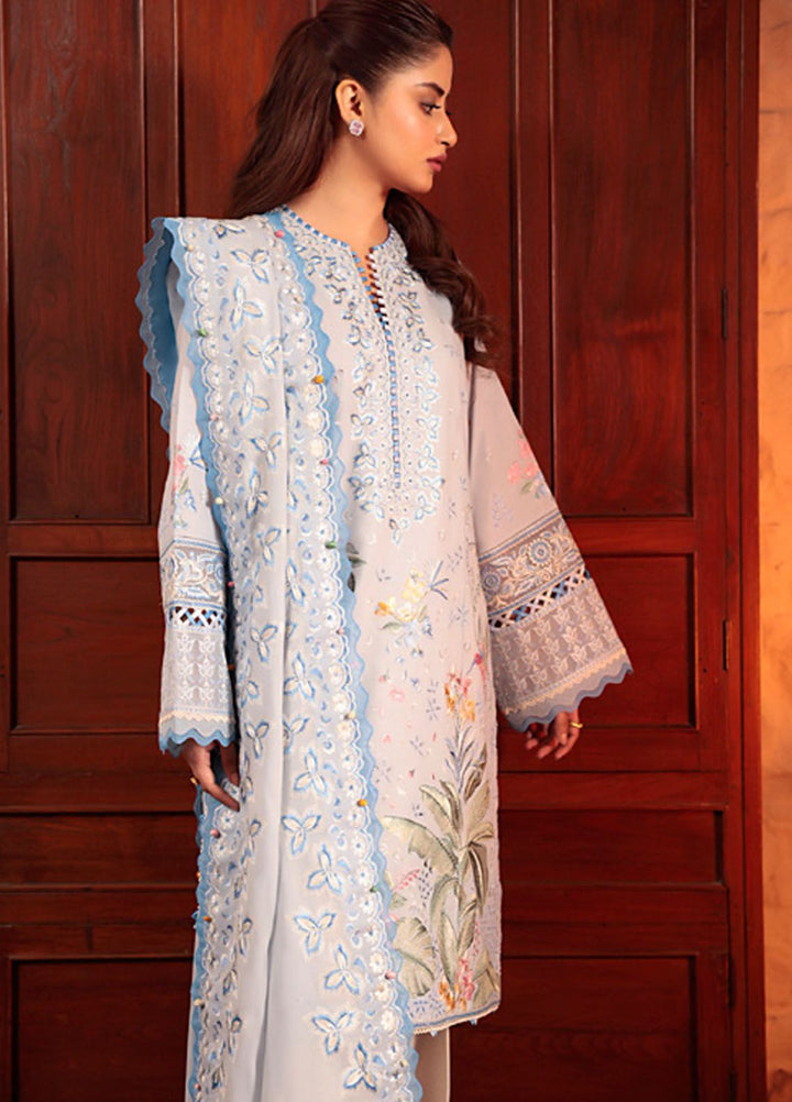 Zaha Embroidered Lawn Suits Unstitched 3 Piece ZL24-01B - Summer Collection