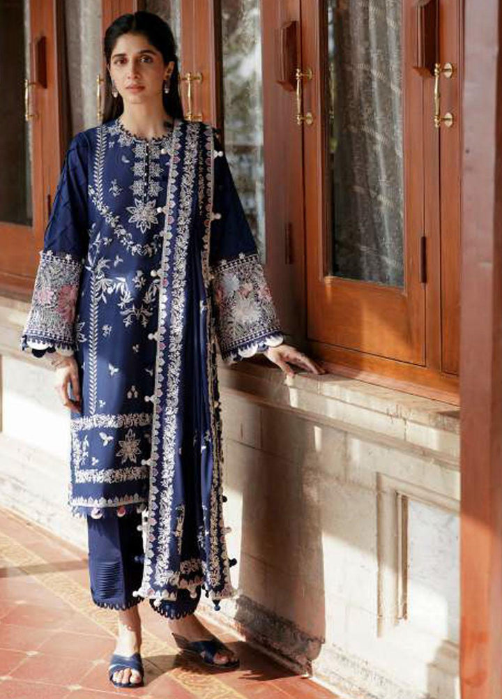 Zaha By Khadijah Shah Embroidered Lawn Suits Unstitched 3 Piece ZKS23FU ZF 23-03 Serra - Festive Collection