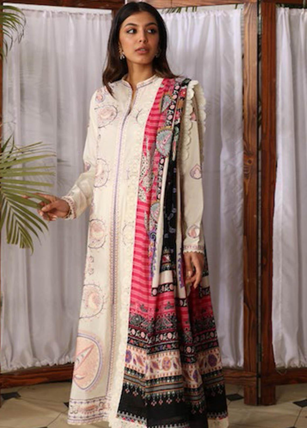 Zaha by Khadijah Shah Embroidered Lawn Suits Unstitched 3 Piece ZKS21L ZL21-01-A NEZM - Summer Collection