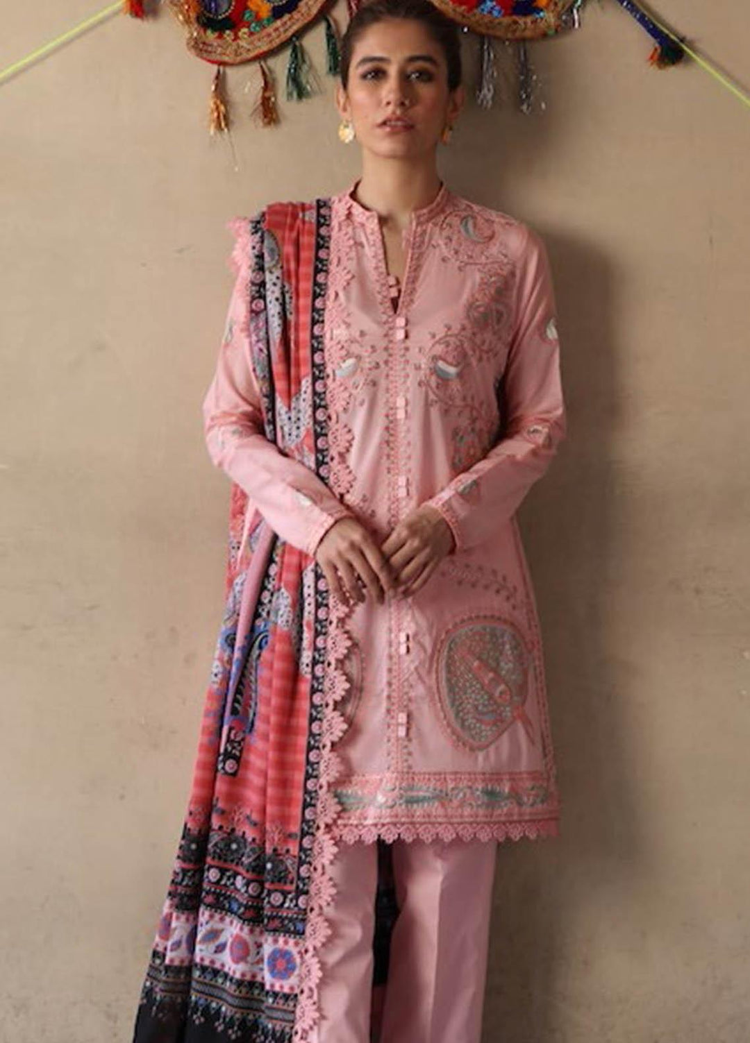 Zaha by Khadijah Shah Embroidered Lawn Suits Unstitched 3 Piece ZKS21L ZL21-01-B NEZM - Summer Collection
