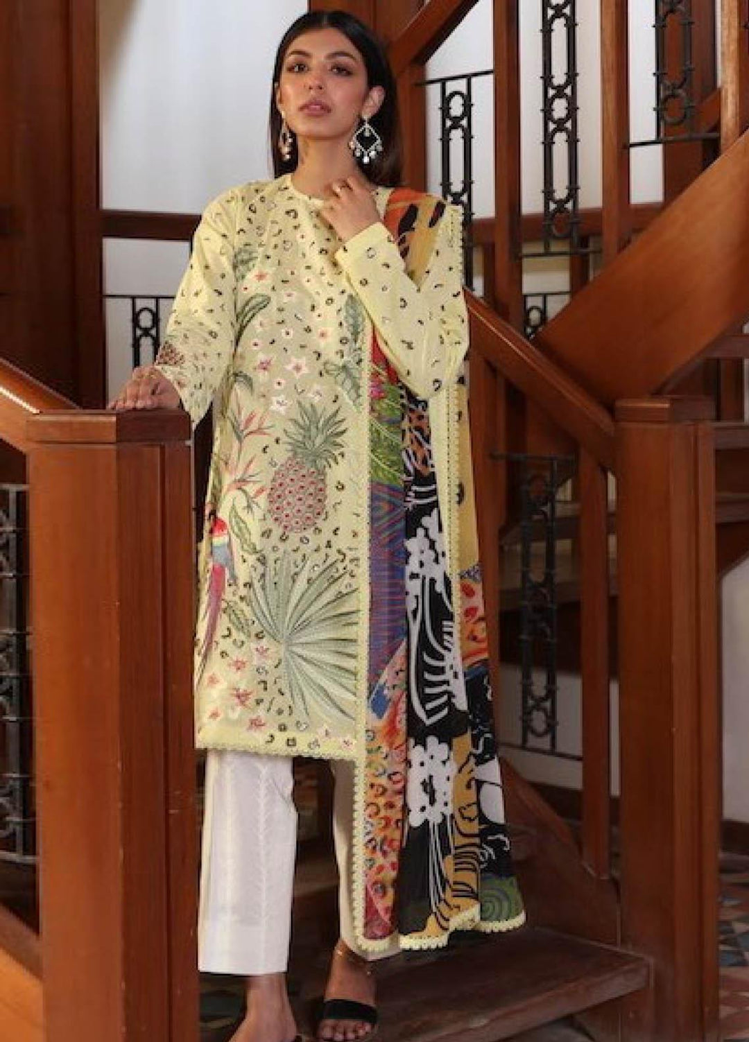 Zaha by Khadijah Shah Embroidered Lawn Suits Unstitched 3 Piece ZKS21L ZL21-02-B VERD - Summer Collection