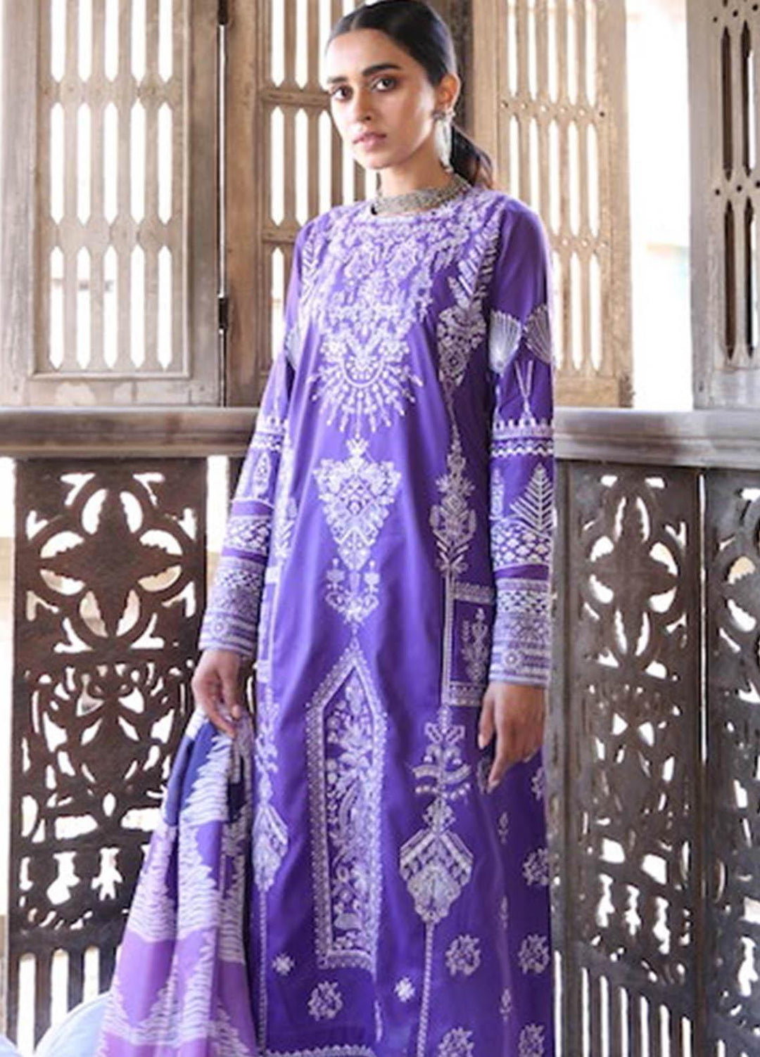 Zaha by Khadijah Shah Embroidered Lawn Suits Unstitched 3 Piece ZKS21L ZL21-05-A GHOZB - Summer Collection