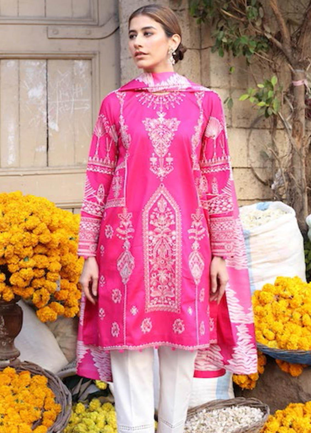 Zaha by Khadijah Shah Embroidered Lawn Suits Unstitched 3 Piece ZKS21L ZL21-05-B GHOZB - Summer Collection