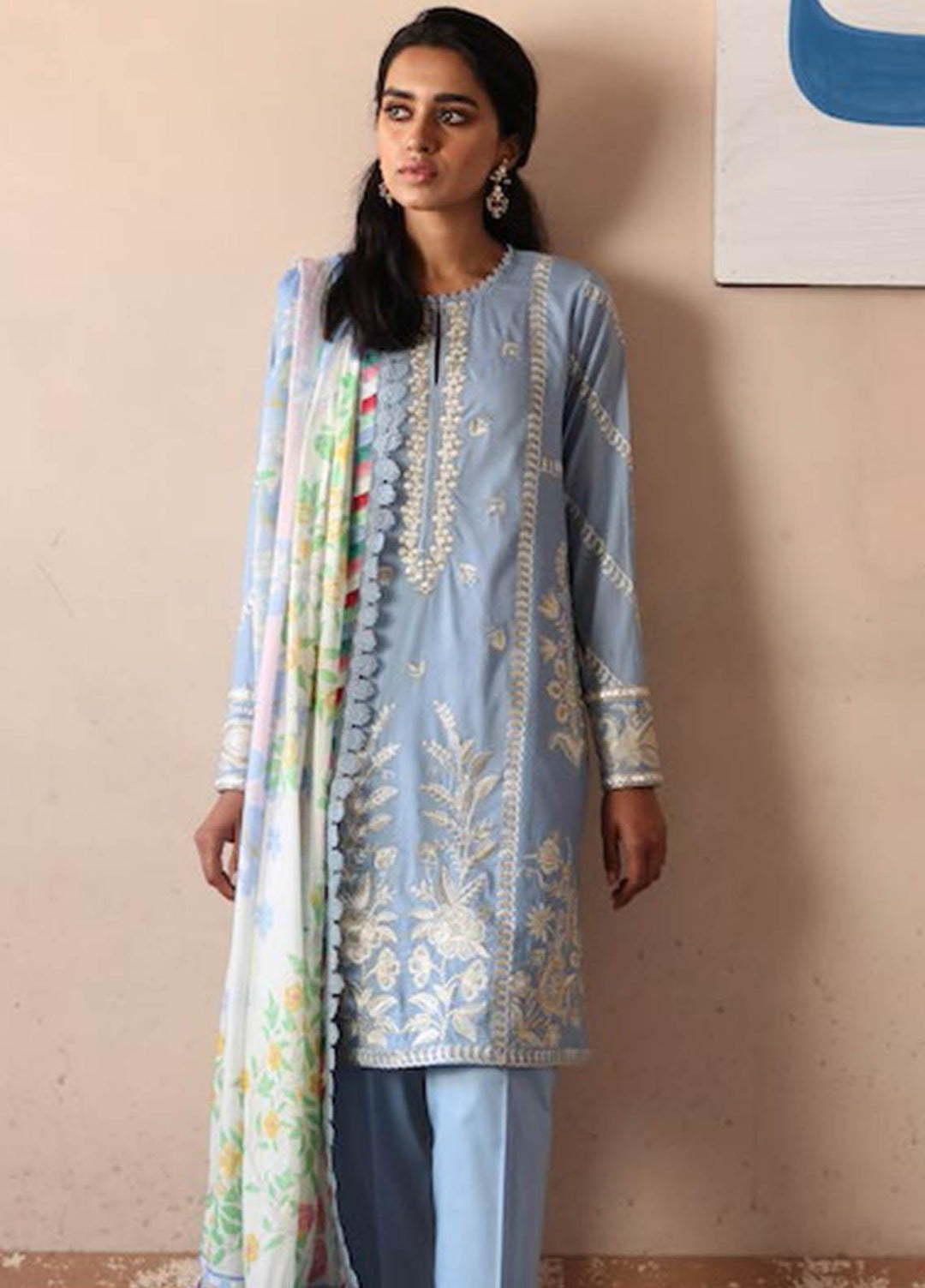 Zaha by Khadijah Shah Embroidered Lawn Suits Unstitched 3 Piece ZKS21L ZL21-07-A SOSAN - Summer Collection