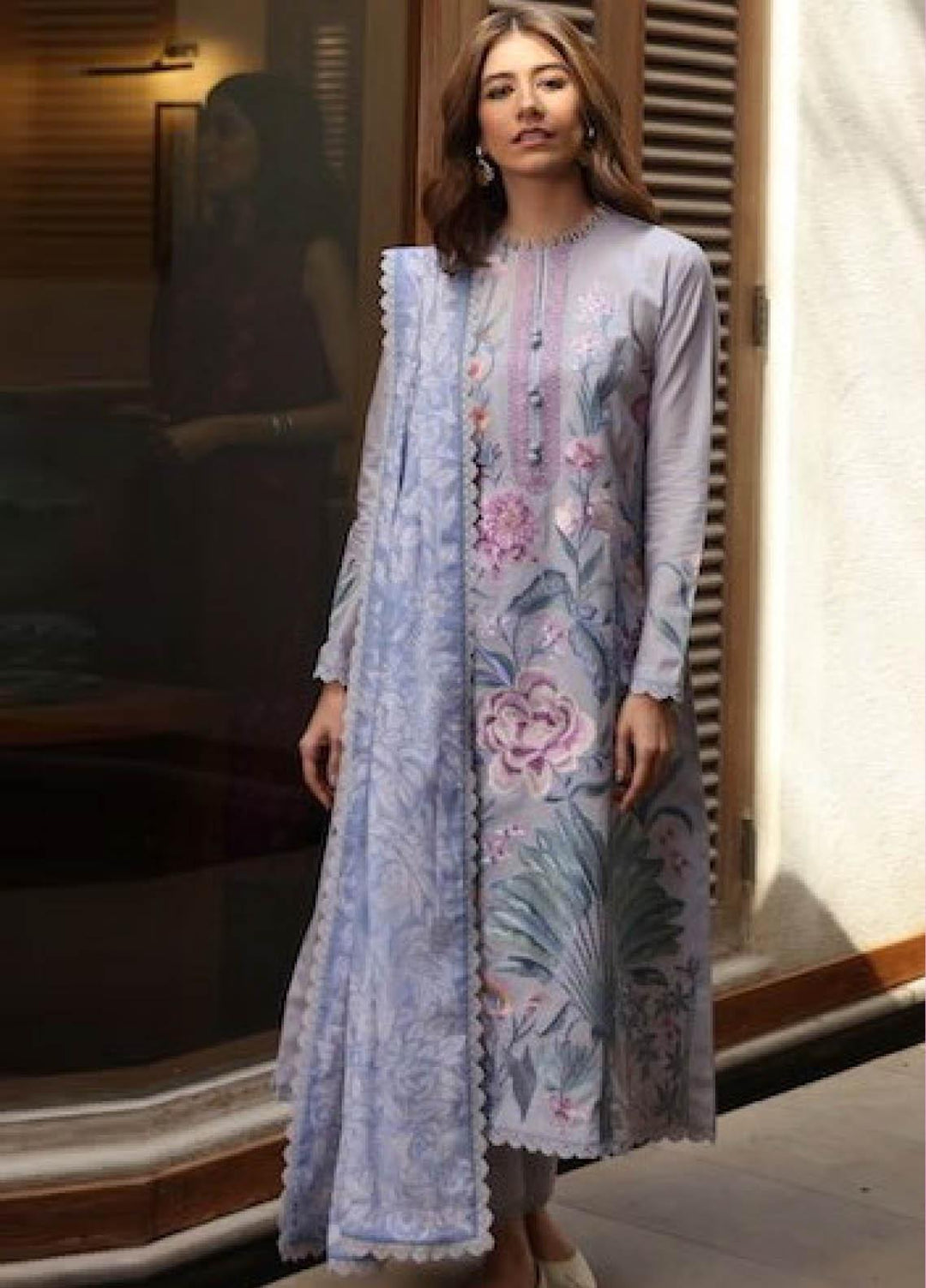 Zaha by Khadijah Shah Embroidered Lawn Suits Unstitched 3 Piece ZKS21L ZL21-09-B ZASTAR - Summer Collection
