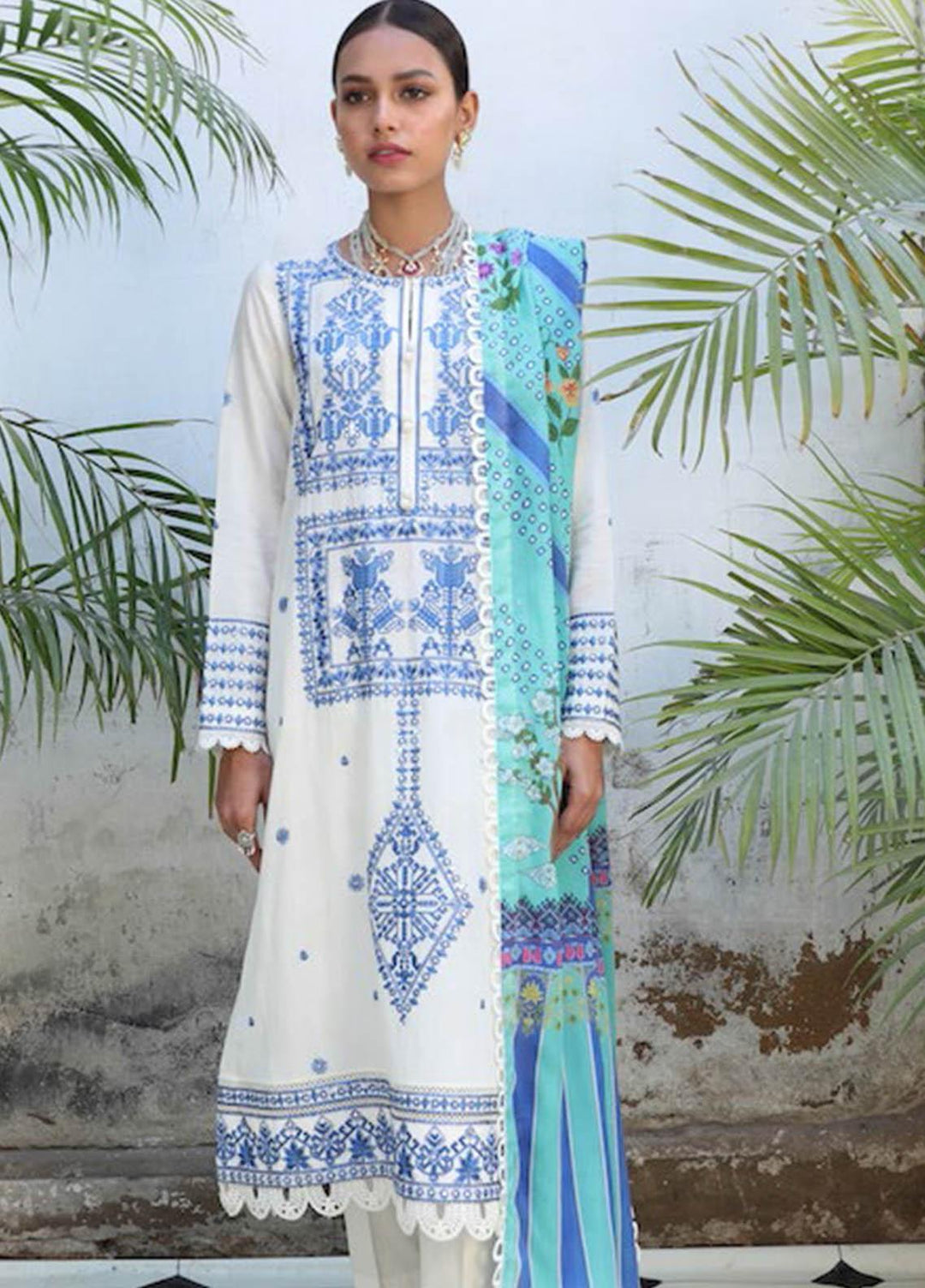 Zaha by Khadijah Shah Embroidered Jacquard Suits Unstitched 3 Piece ZKS21L ZL21-11-A BISHA - Summer Collection