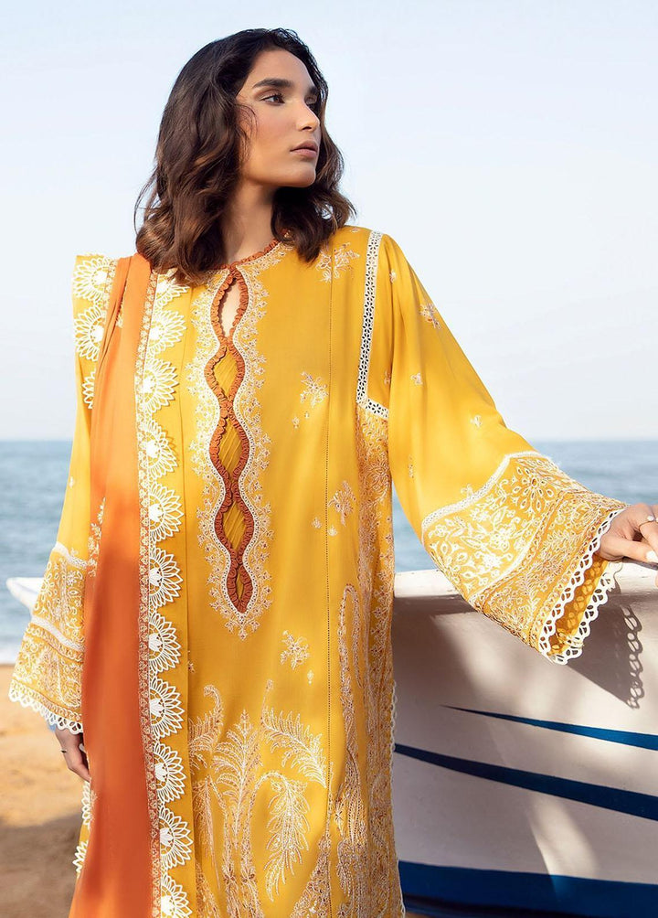 Zaha By Khadijah Shah Embroidered Lawn Suits Unstitched 3 Piece ZKS23L ZL23-01B - Spring / Summer Collection