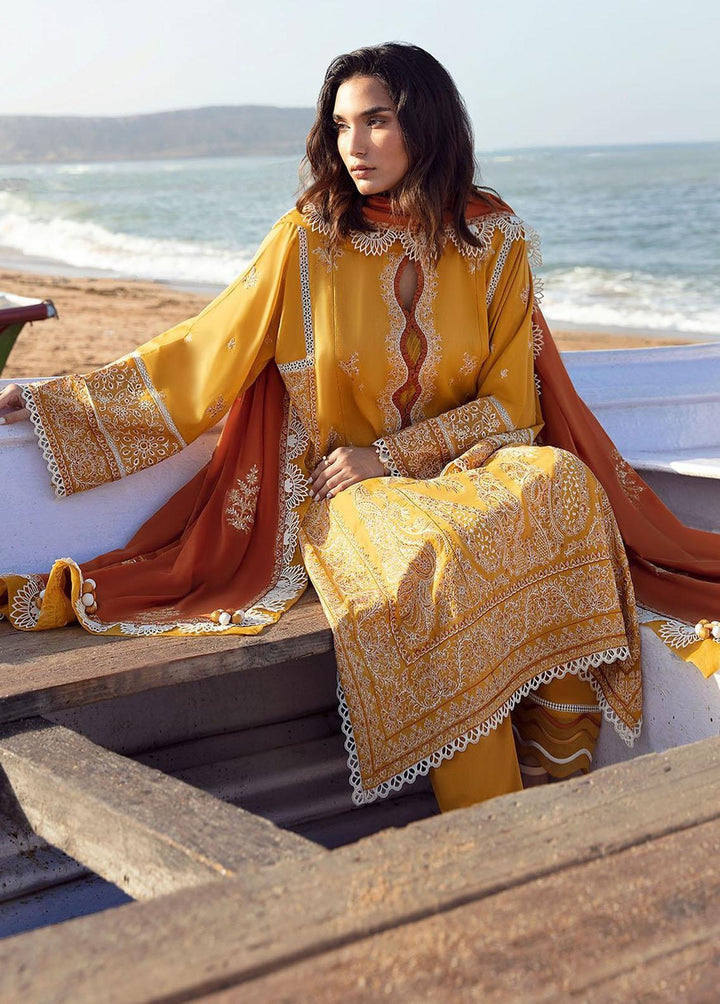 Zaha By Khadijah Shah Embroidered Lawn Suits Unstitched 3 Piece ZKS23L ZL23-01B - Spring / Summer Collection
