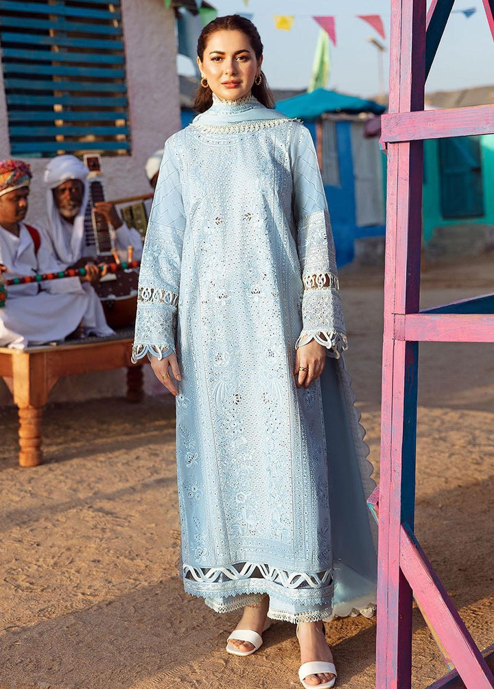 Zaha By Khadijah Shah Embroidered Lawn Suits Unstitched 3 Piece ZKS23L ZL23-02A - Spring / Summer Collection