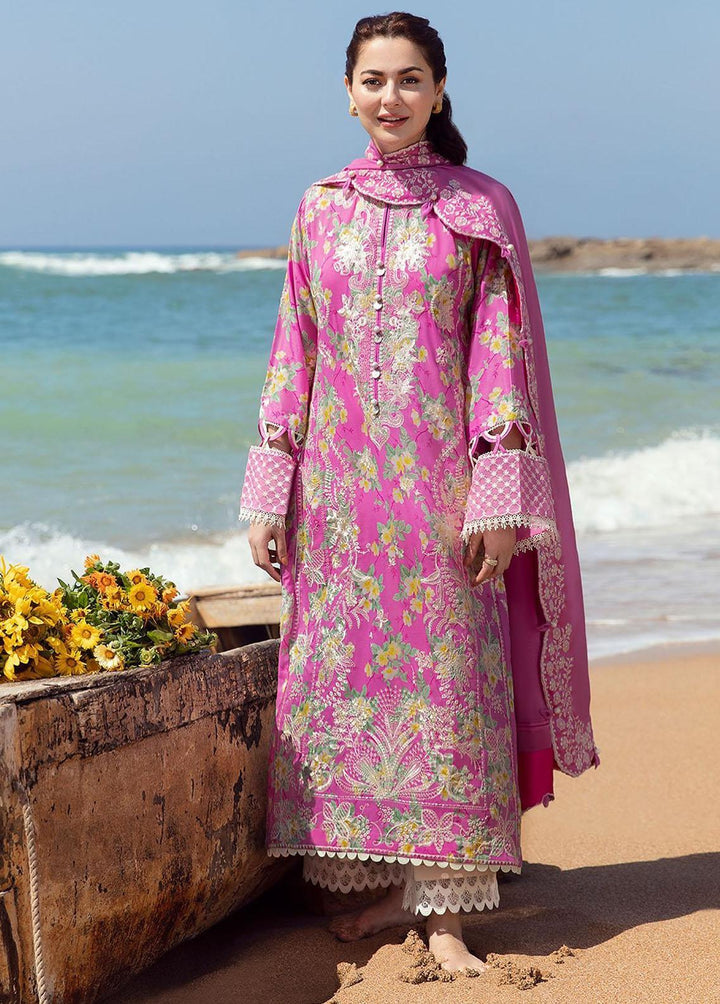 Zaha By Khadijah Shah Embroidered Lawn Suits Unstitched 3 Piece ZKS23L ZL23-08B - Spring / Summer Collection