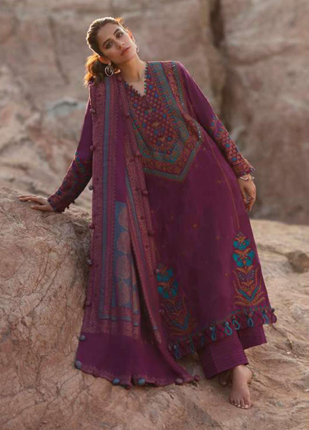 Sahel By Zaha Embroidered Khaddar Suits Unstitched 3 Piece ZKS21S ZW2-21-08 GULELAI - Winter Collection