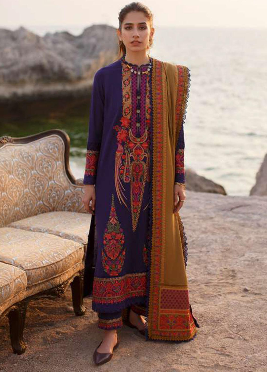 Sahel By Zaha Embroidered Khaddar Suits Unstitched 3 Piece ZKS21S ZW2-21-14 MANELI - Winter Collection