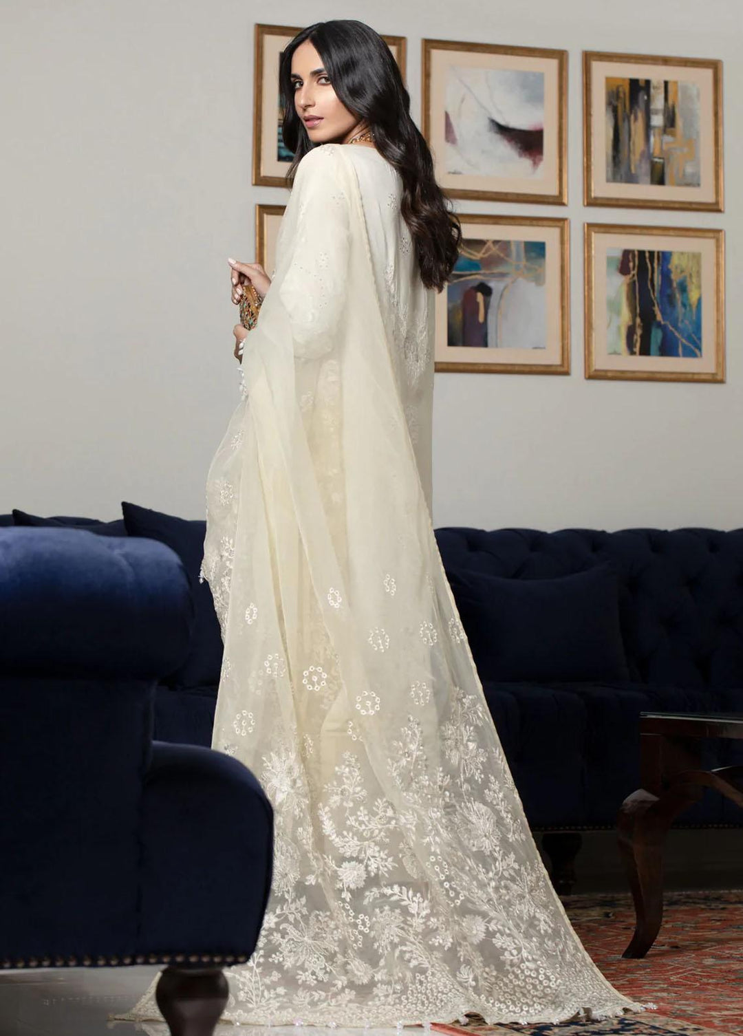 Zahara By Muraad Embroidered Raw Silk Suits Unstitched 3 Piece MU22Z D-004 Jasmine - Luxury Collection