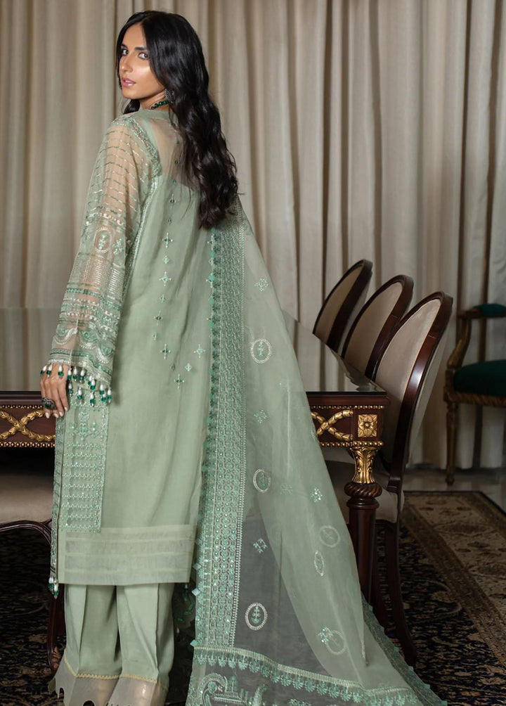 Zahara By Muraad Embroidered Organza Suits Unstitched 3 Piece MU22Z D-006 Sage - Luxury Collection