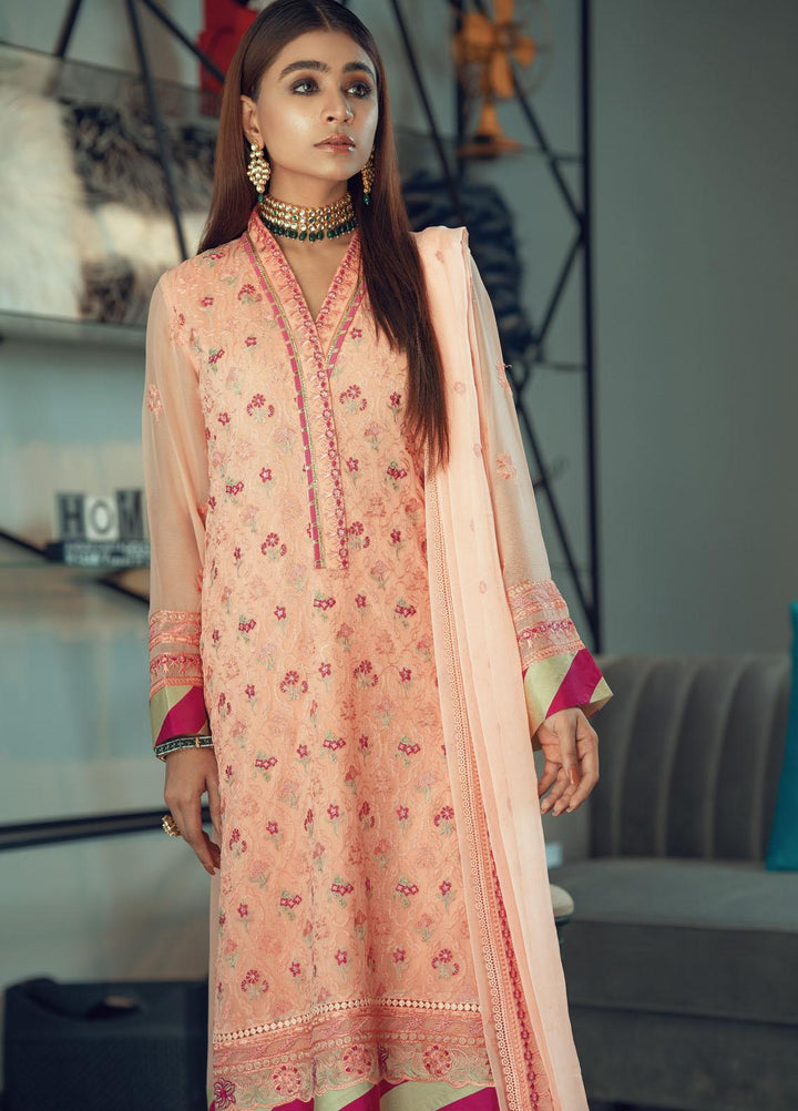 Fascino Embroidered Chiffon Suits Unstitched 3 Piece FN21Z Crimson - Luxury Collection