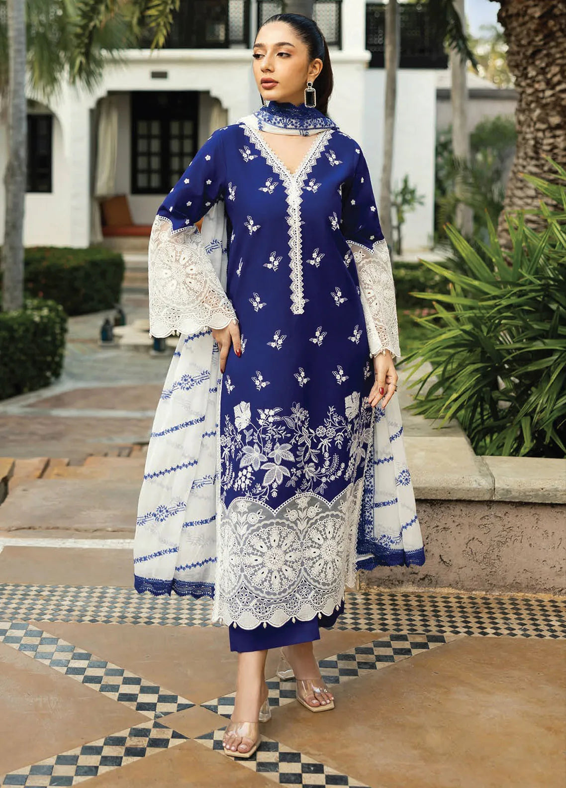 Zainab Chottani Embroidered Chikankari Suits Unstitched 3 Piece ZC25CH D1B Zynah - Summer Collection