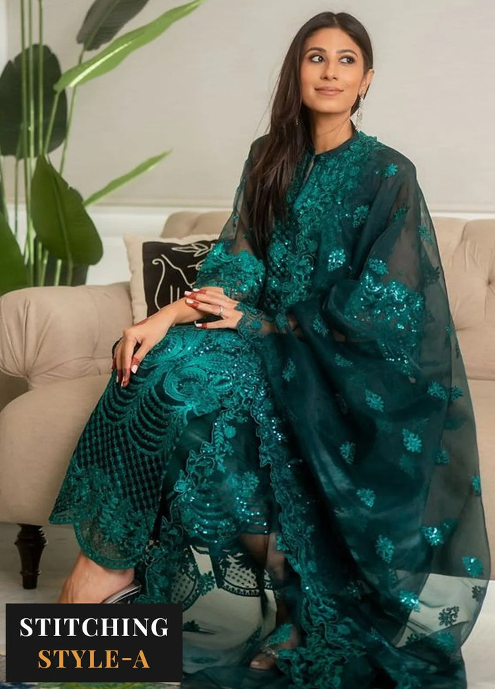 Zainab Chottani Embroidered Organza Suits Unstitched 3 Piece ZC24WF D-01 Zeina - Wedding Collection