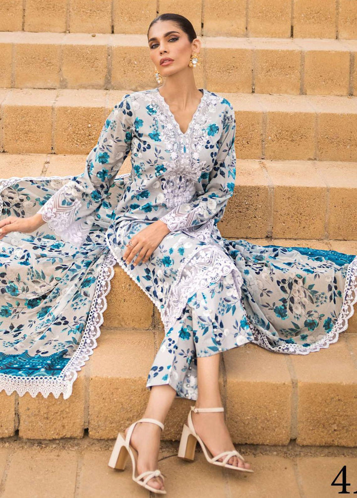 Zainab Chottani Embroidered Lawn Suits Unstitched 3 Piece ZC23L 4A - Luxury Collection