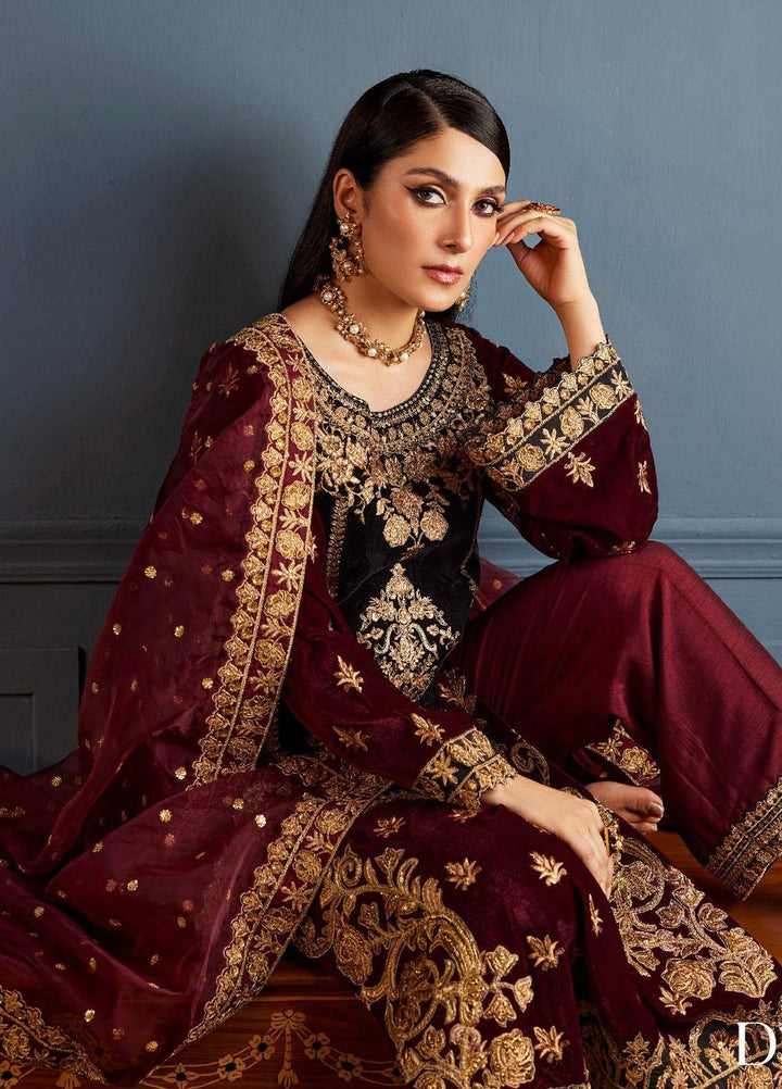 Zainab Chottani Embroidered Velvet Suits Unstitched 3 Piece ZC23UV D3 Ziba - Luxury Collection