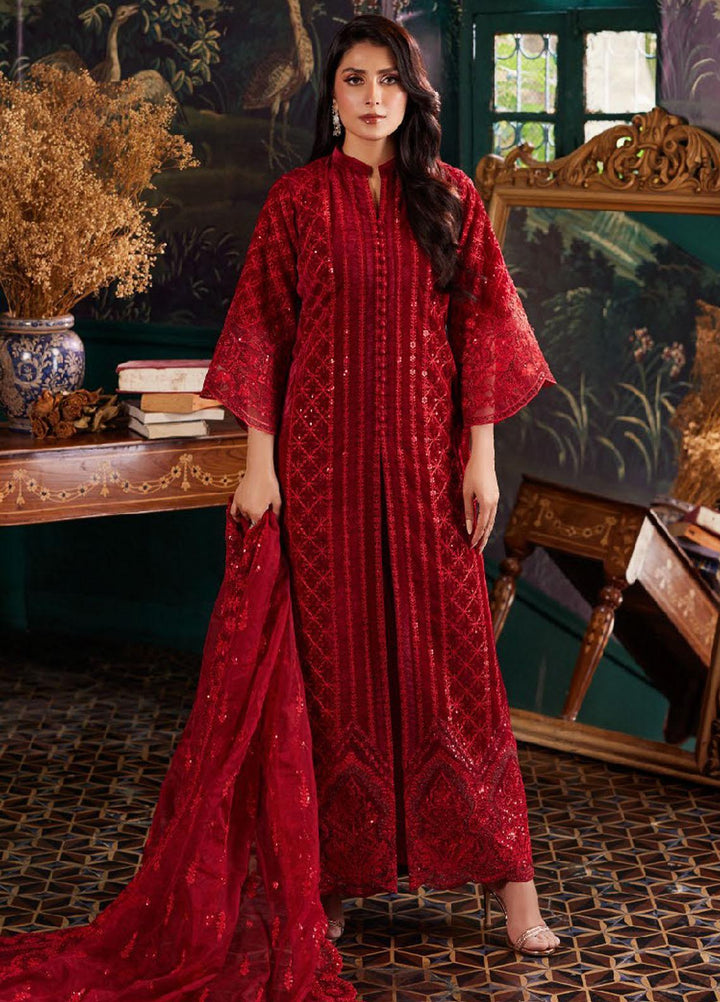 Zainab Chottani Embroidered Velvet Suits Unstitched 3 Piece ZC23UV D5 Surkh - Luxury Collection
