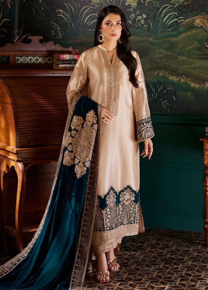 Zainab Chottani Embroidered Brocade Suits Unstitched 3 Piece ZC23UV D6 Amber - Luxury Collection