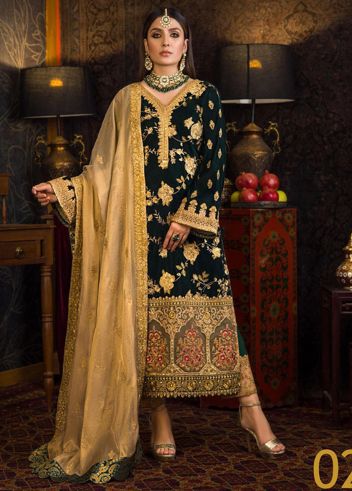 Zainab Chottani Embroidered Velvet Suits Unstitched 3 Piece ZC21FW 02 Zareen - Winter Collection