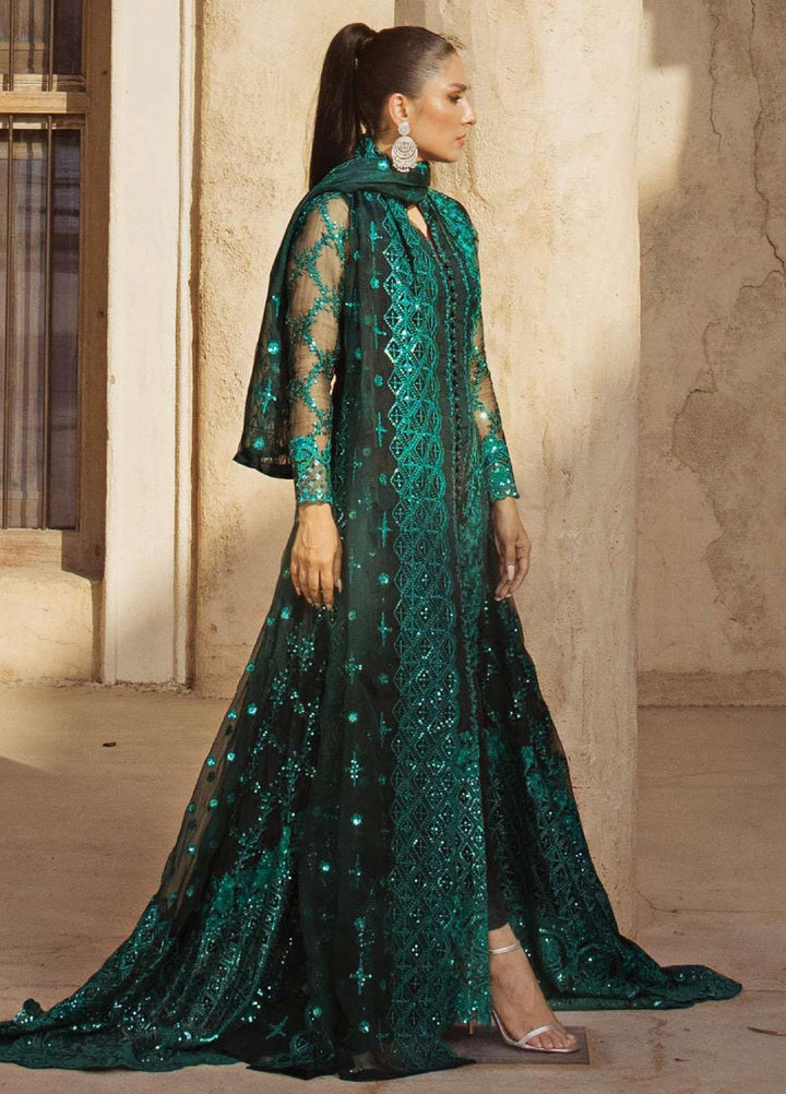 Zainab Chottani Embroidered Organza Suits Unstitched 4 Piece ZC23WF D-10 Zel Meerah - Wedding Collection