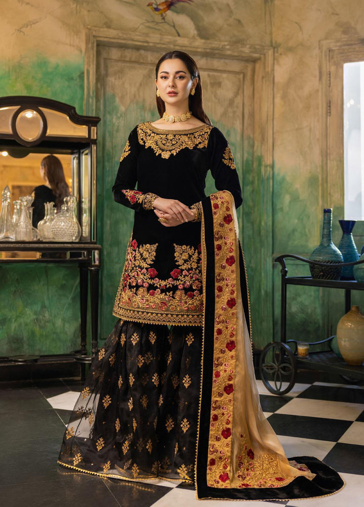 Zainab Chottani Embroidered Velvet Suits Unstitched 3 Piece ZC22V 06 Vasl - Luxury Collection