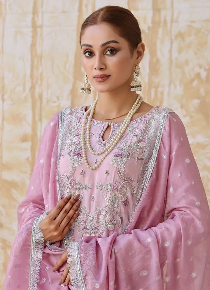 Zainab Hasan Pret Embriodered Raw Silk 3 Piece Lilac ZHF-133