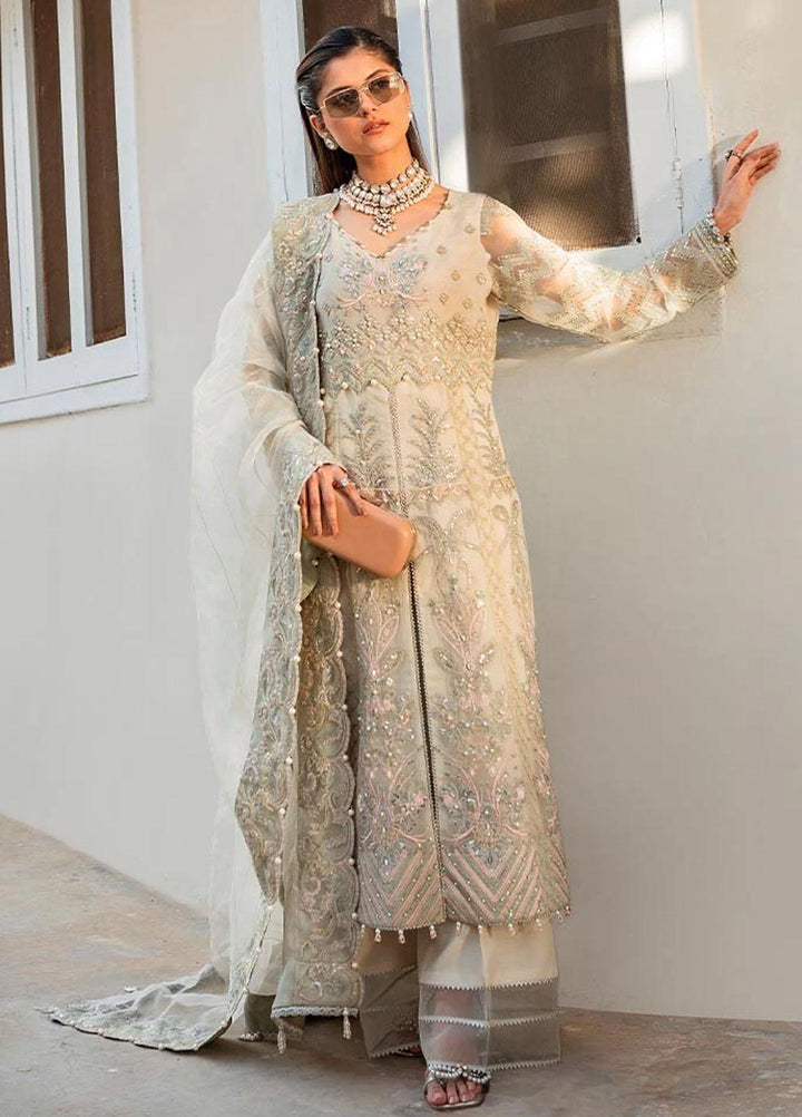 Zara By Shurooq Embroidered Organza Suits Unstitched 4 Piece SHQ23Z Chakori - Premium Collection