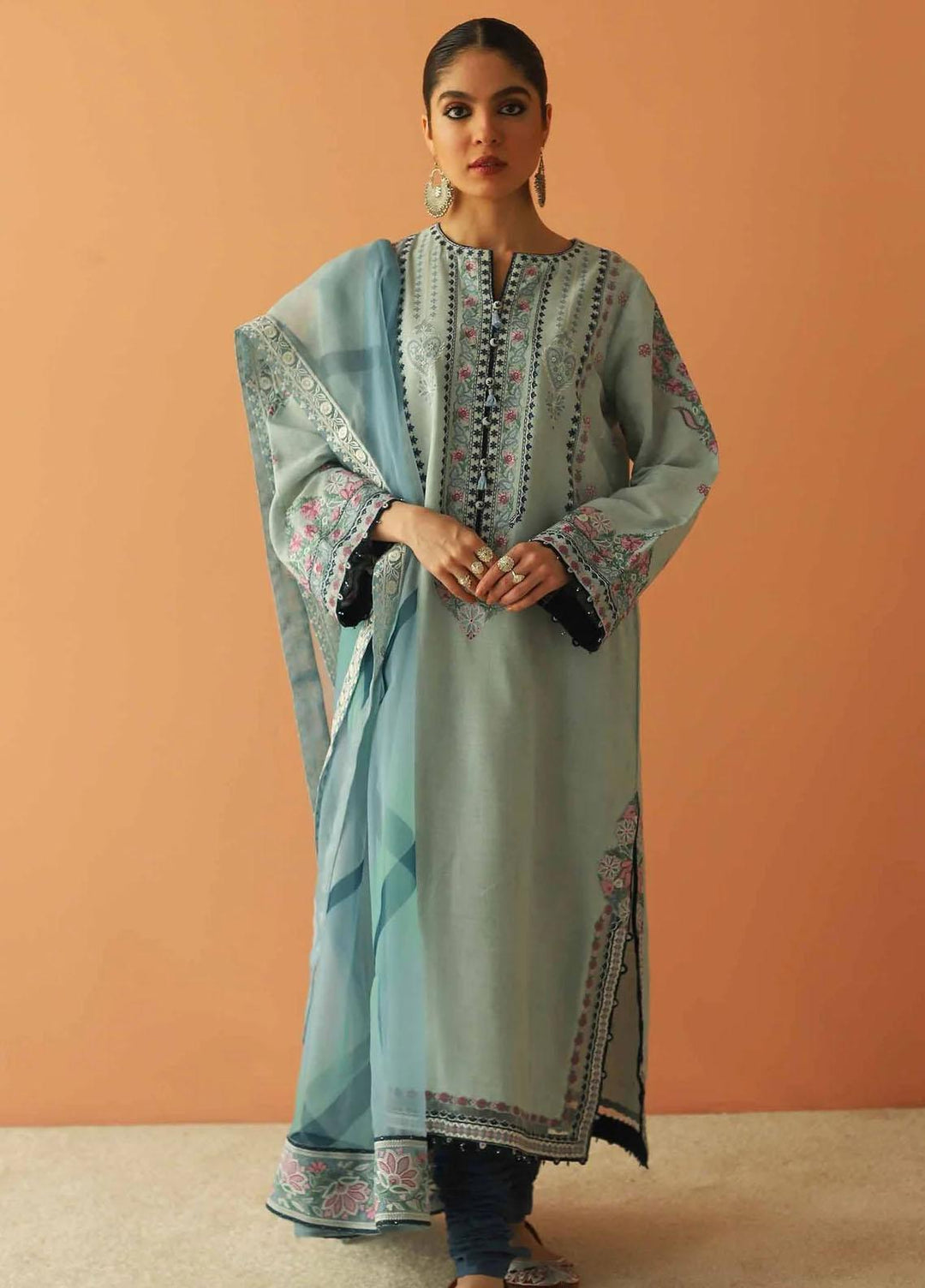 Zara Shahjahan Embroidered Lawn Suits Unstitched 3 Piece ZS23SS 14B - Spring / Summer Collection