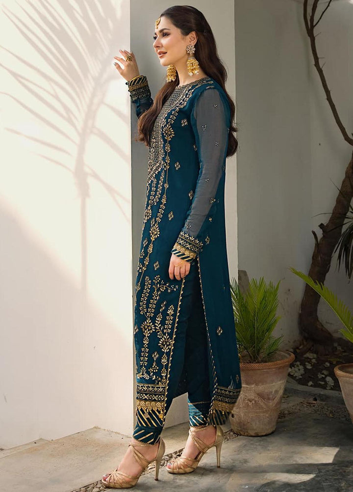 Zari Sitara By Asim Jofa Embroidered Chiffon  Unstitched Kurties AJ23ZS AJZS-08 - Luxury Eid Collection