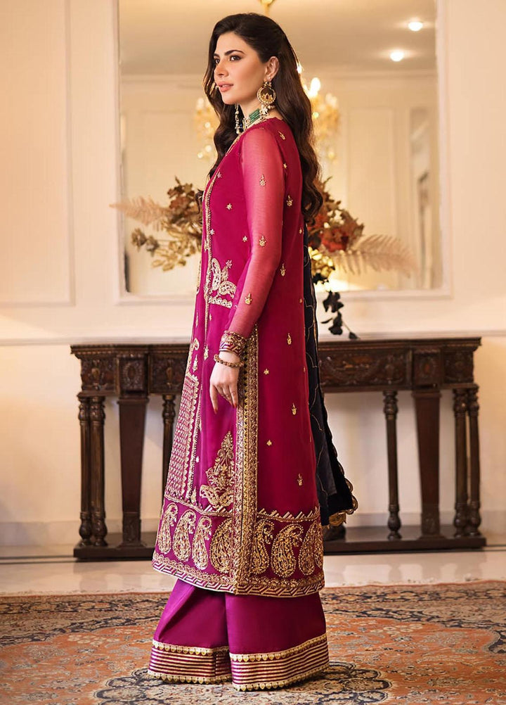 Zari Sitara By Asim Jofa Embroidered Chiffon Suits Unstitched 2 Piece AJ23ZS AJZS-16 - Luxury Eid Collection