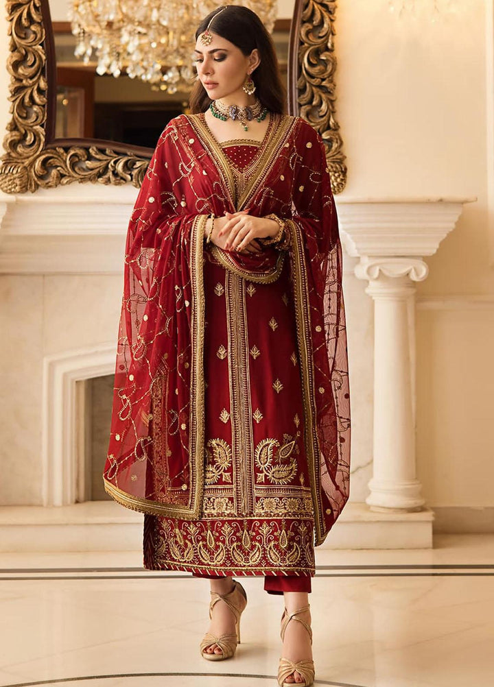 Zari Sitara By Asim Jofa Embroidered Chiffon Suits Unstitched 2 Piece AJ23ZS AJZS-21 - Luxury Eid Collection