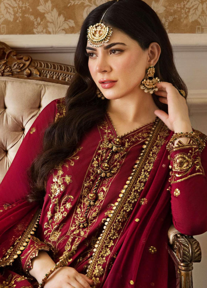 Zari Sitara By Asim Jofa Embroidered Silk Suits Unstitched 3 Piece AJ23ZS AJZS-24 - Luxury Eid Collection