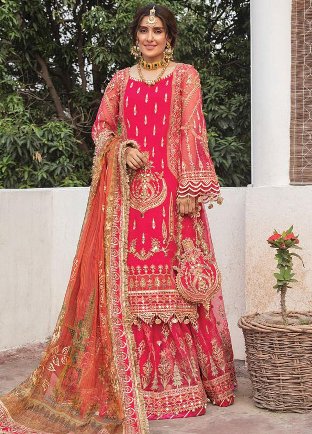 Zarlish by MNR Embroidered Organza Suits Unstitched 3 Piece MNR21Z AATISH (ZWU-21-01) - Luxury Formals Collection