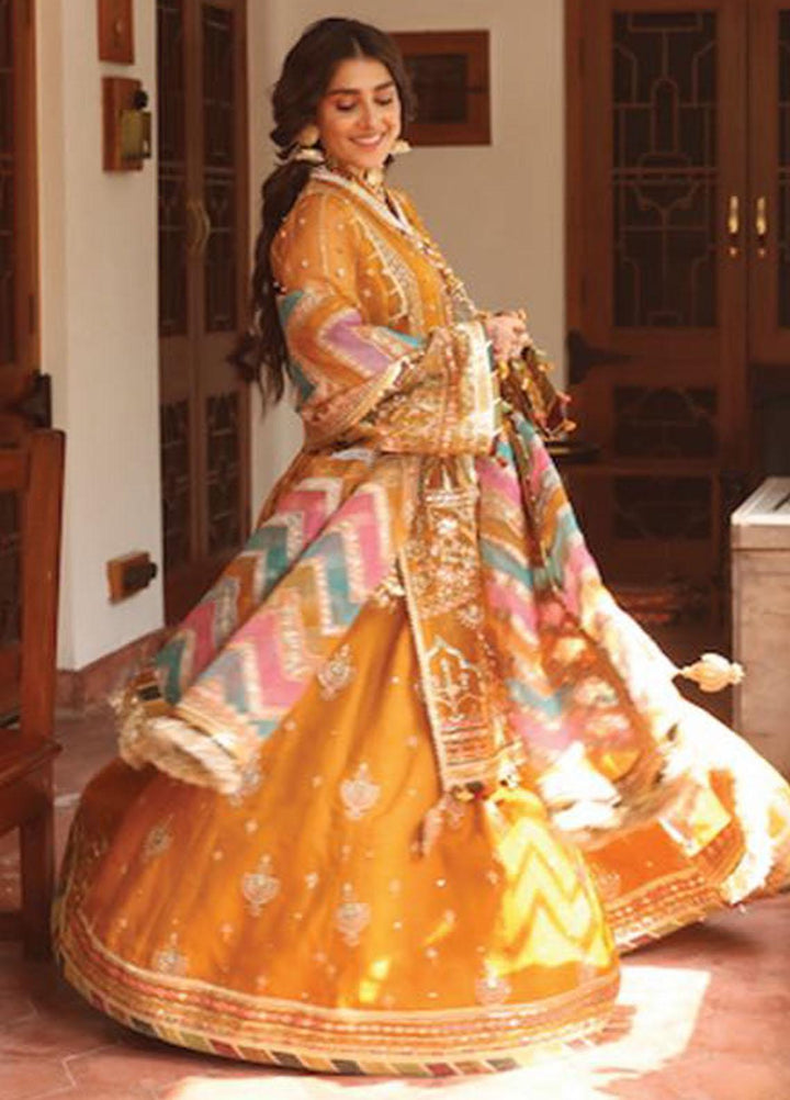 Zarlish by MNR Embroidered Organza Suits Unstitched 3 Piece MNR21Z HENNA (ZWU-21-07) - Luxury Formals Collection