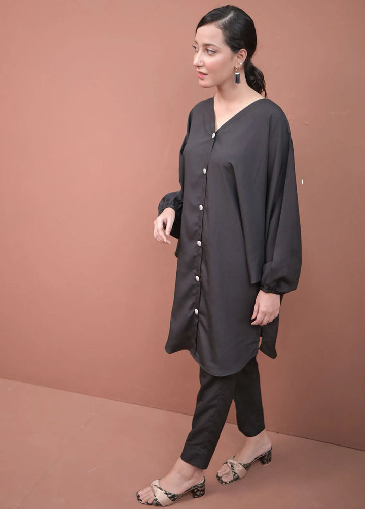 Zauk Pret Casual Crepe 2 Piece Suit Charcoal Black