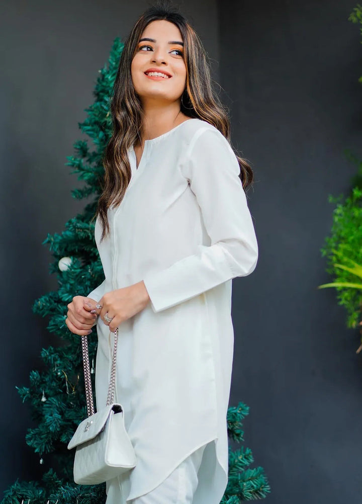 Zauk Pret Casual Crepe 2 Piece Suit White