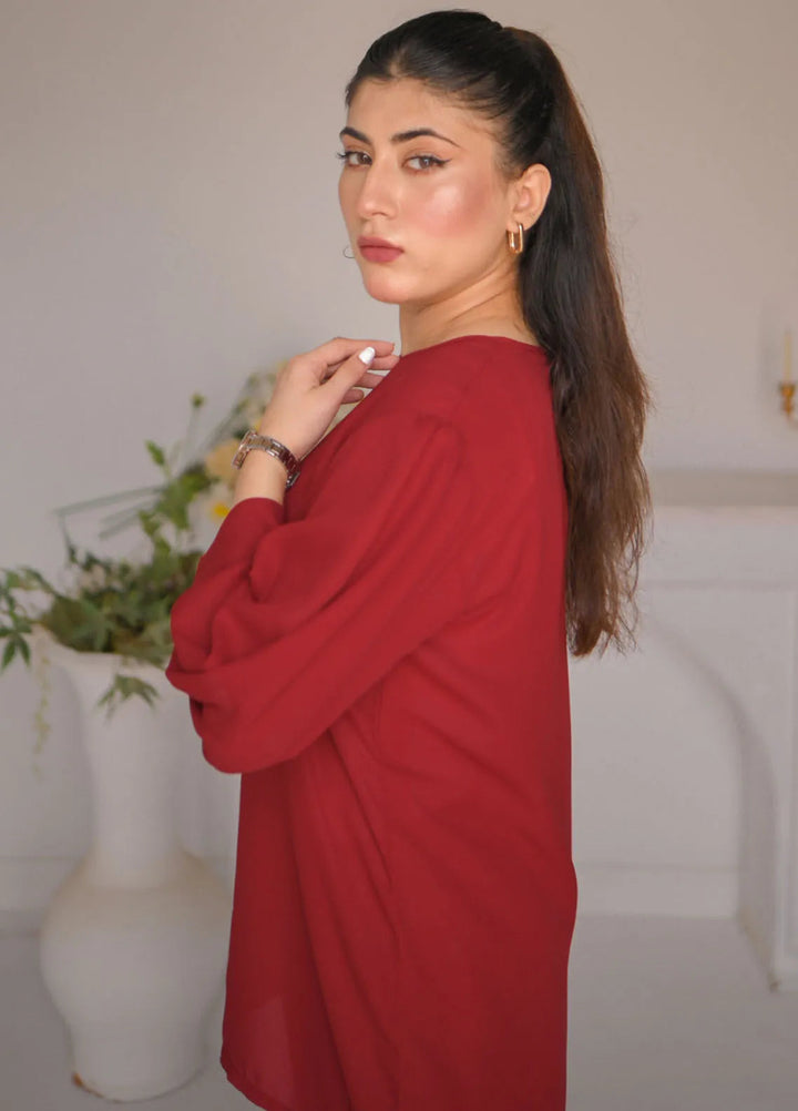 Zauk Pret Casual Georgette 2 Piece Suit Rose