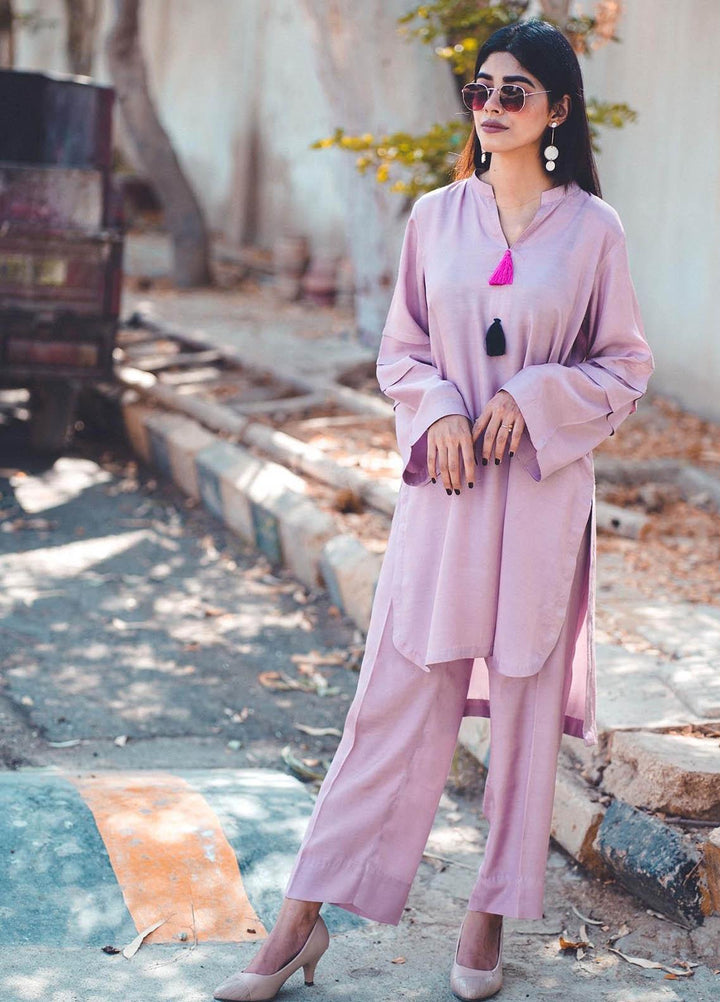 Zauk Casual Pret  Cotton Silk 2 Piece Dress ZK23CW Lilac two piece