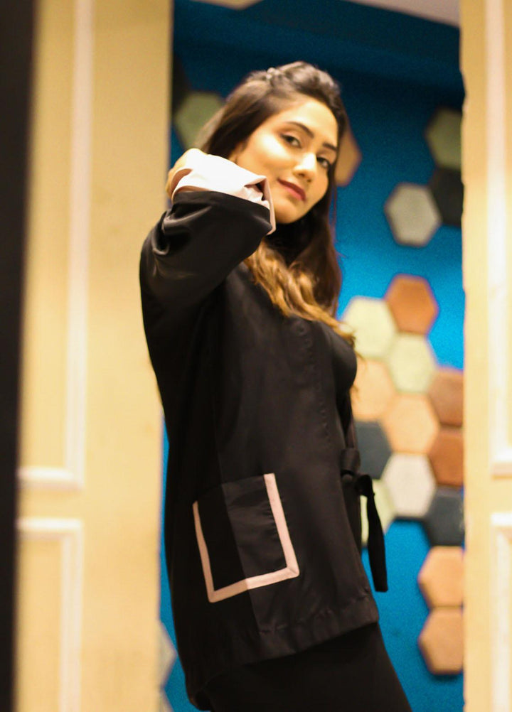 Zauk Casual Pret  Georgette Kimono ZK23CW Black kimono