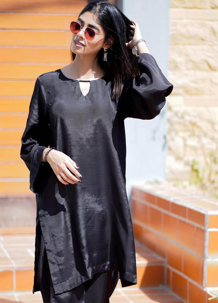 Zauk Casual Pret  Cotton Silk 2 Piece Dress ZK23CW Black two piece