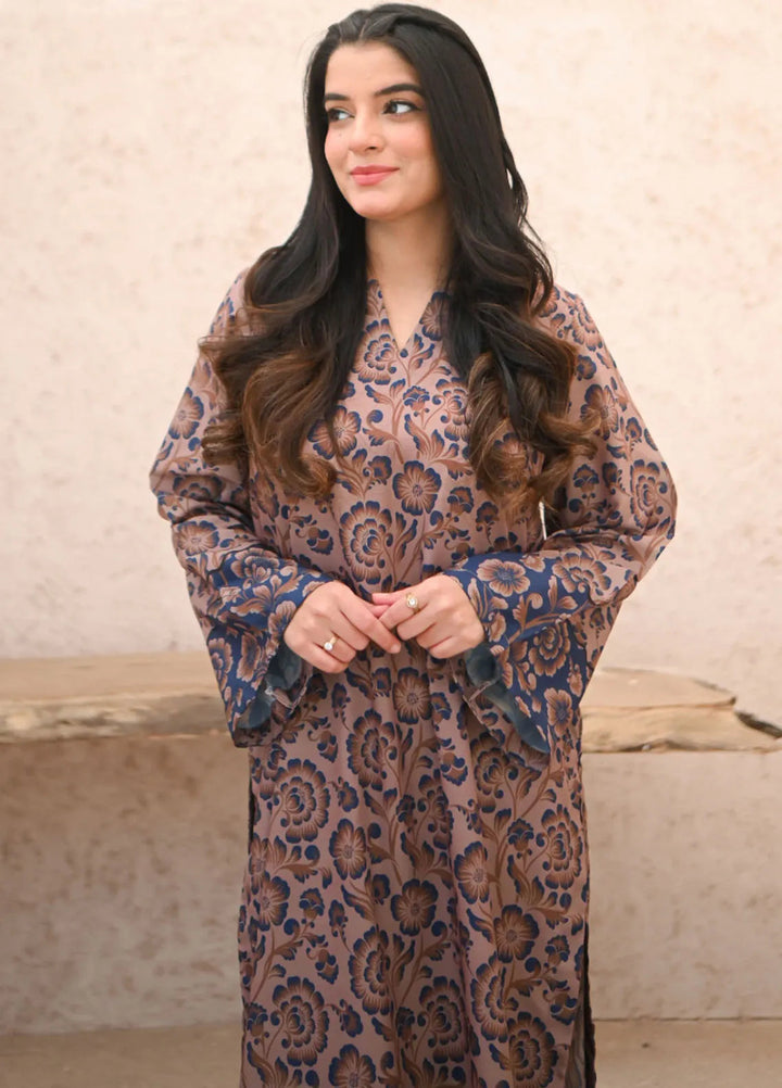 Zauk Pret Printed Crepe 2 Piece Suit Mushroom