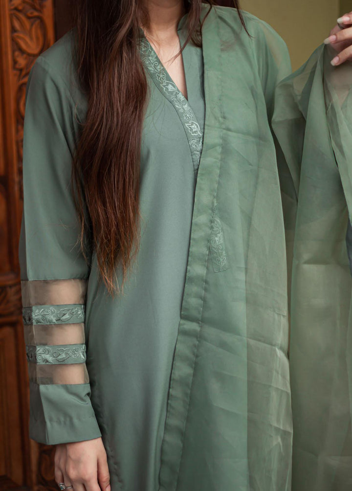 Zauk Pret Embroidered Georgette 3 Piece Suit ZK23F Olive Green