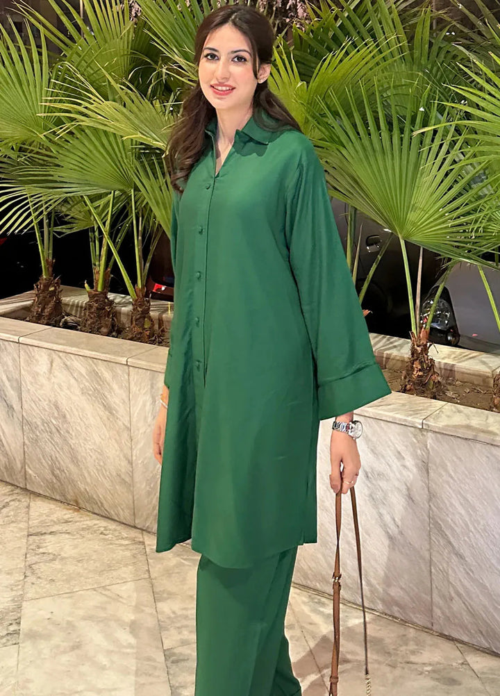 Zenyre Pret Solid Crepe 2 Piece Suit Evergreen Poise
