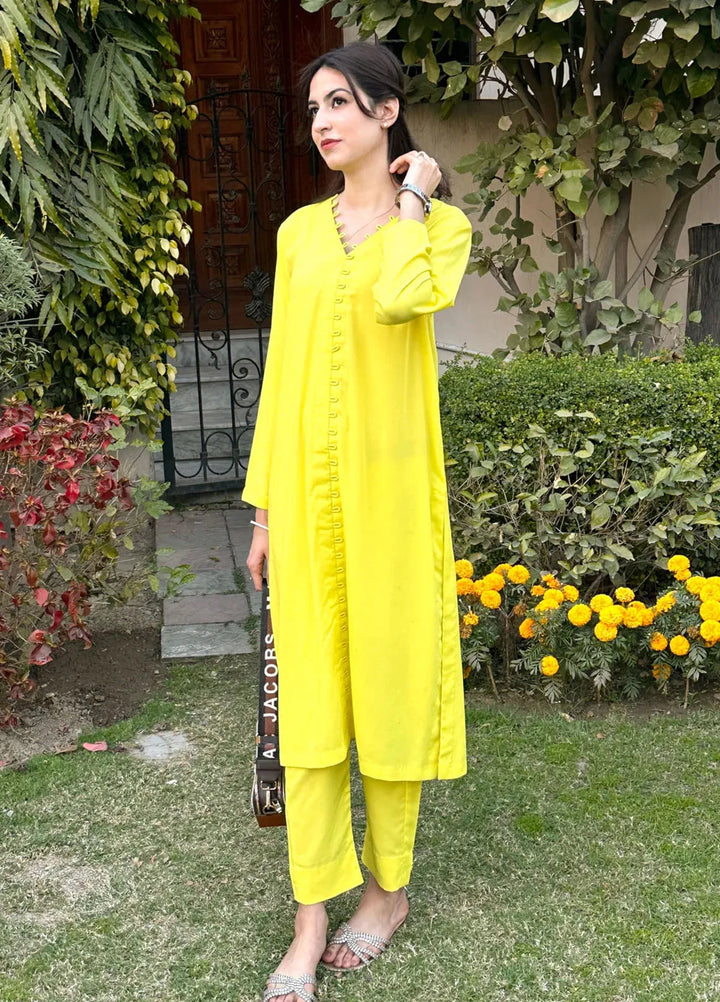 Zenyre Pret Solid Crepe 2 Piece Suit Lemon Haze