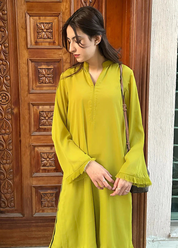 Zenyre Pret Solid Crepe 2 Piece Suit Lime Glow